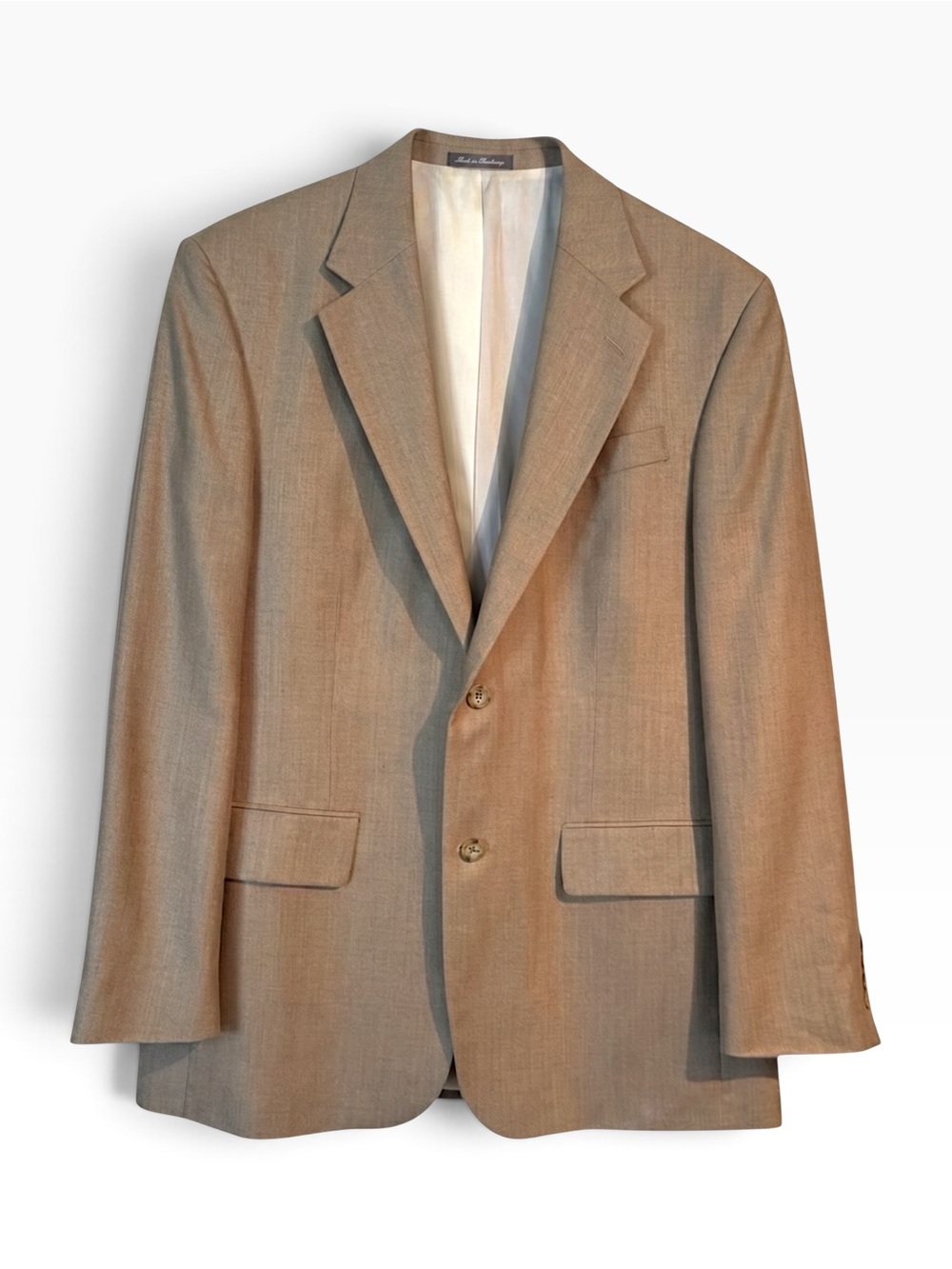 Oscar de la Renta Silk Wool Blazer 41R Tan Beige Sport Coat Luxury Mens Jacket